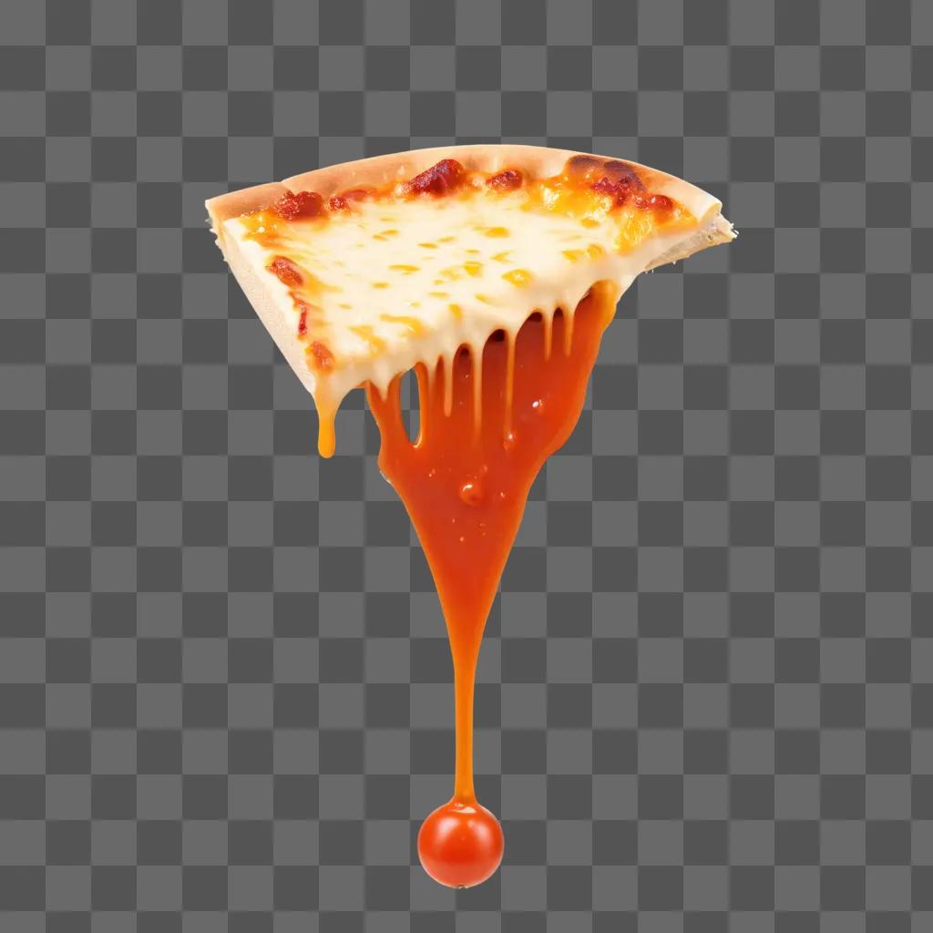 滴り落ちるピザのスライスに溶けたチーズ