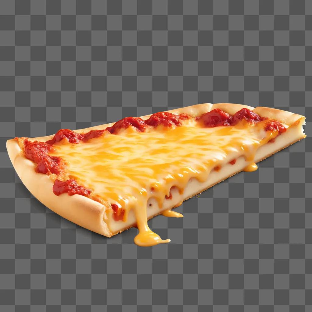 Melted cheese pizza slice on brown background