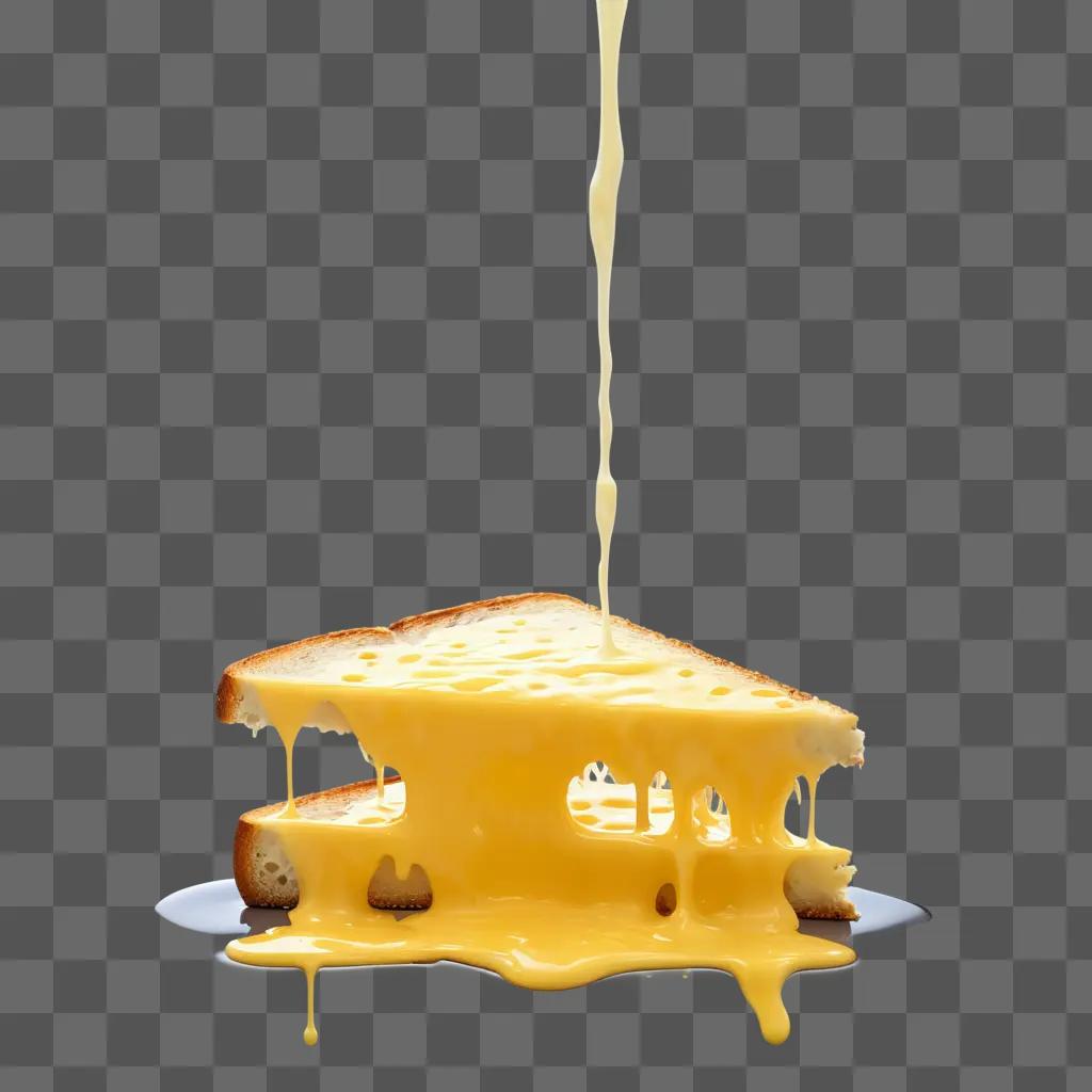 Melting cheese dripping from a slice of bread