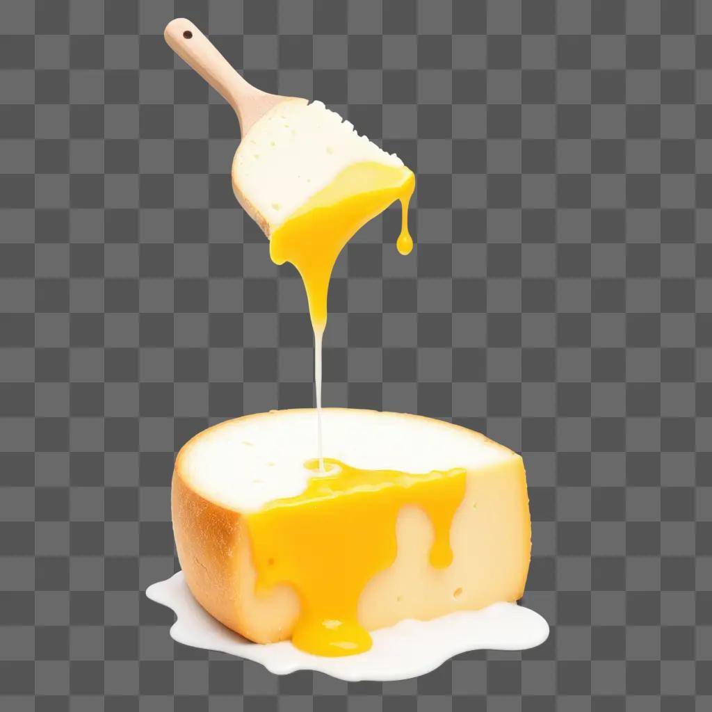 Melting cheese dripping from a spatula