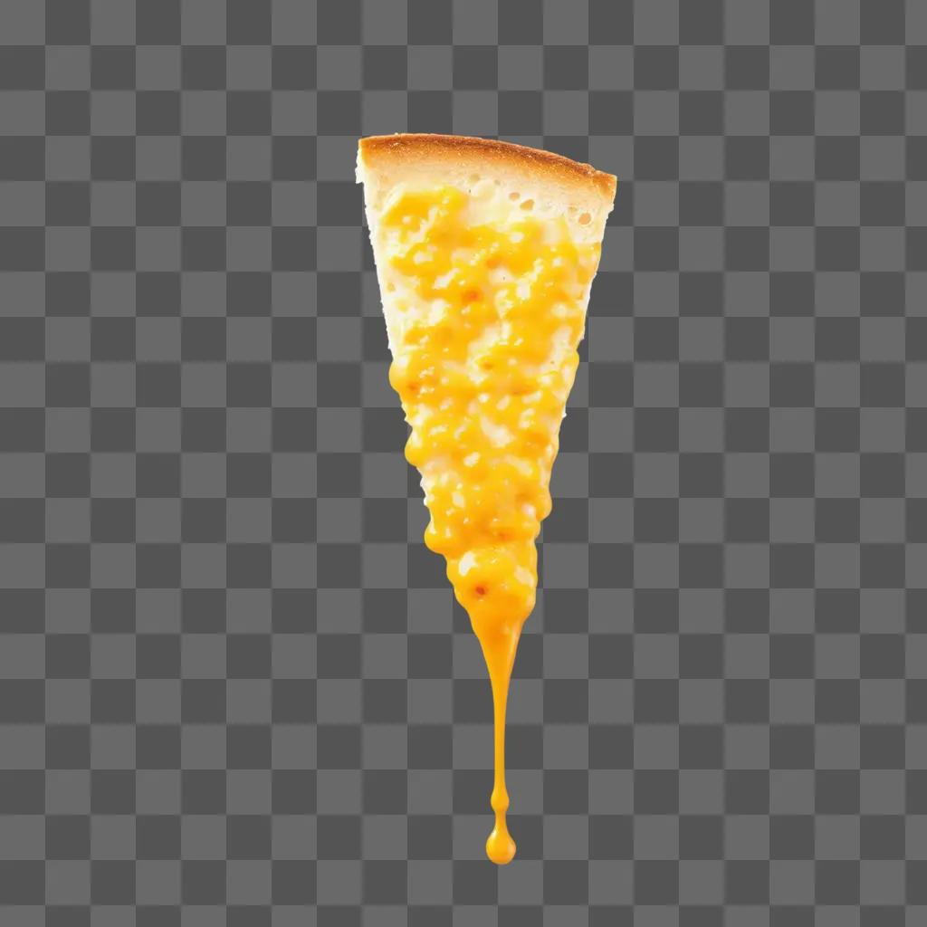 Melting cheese dripping over a slice of pizza