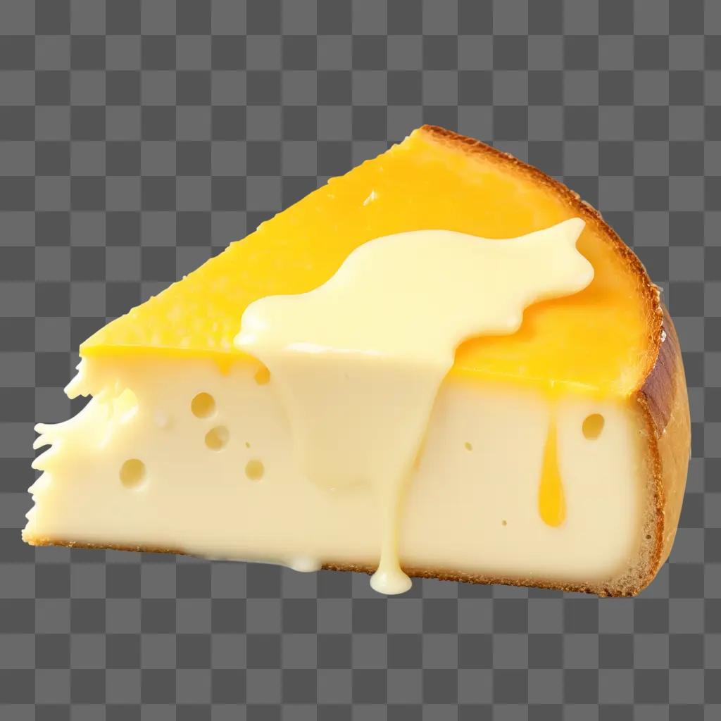 Melting cheese on a slice of cake