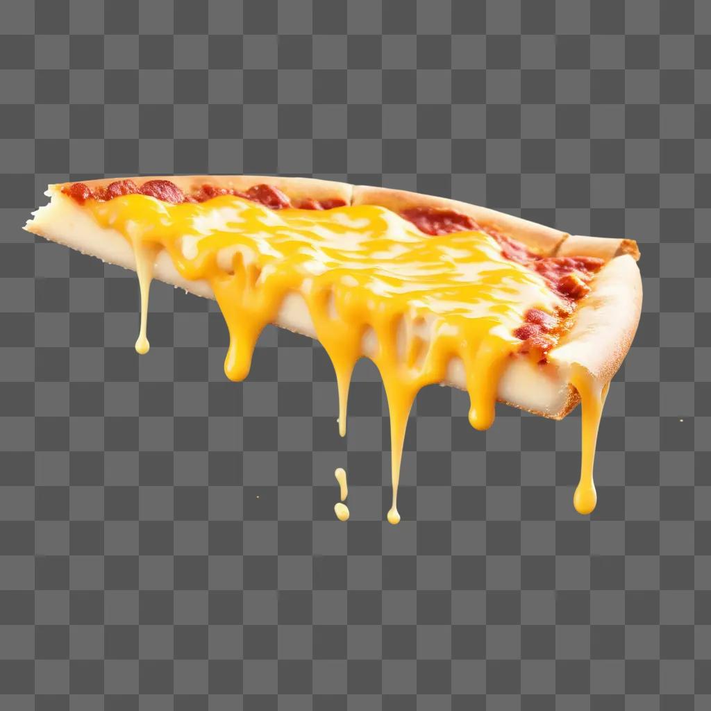 Melting cheese pizza slice with melted cheese