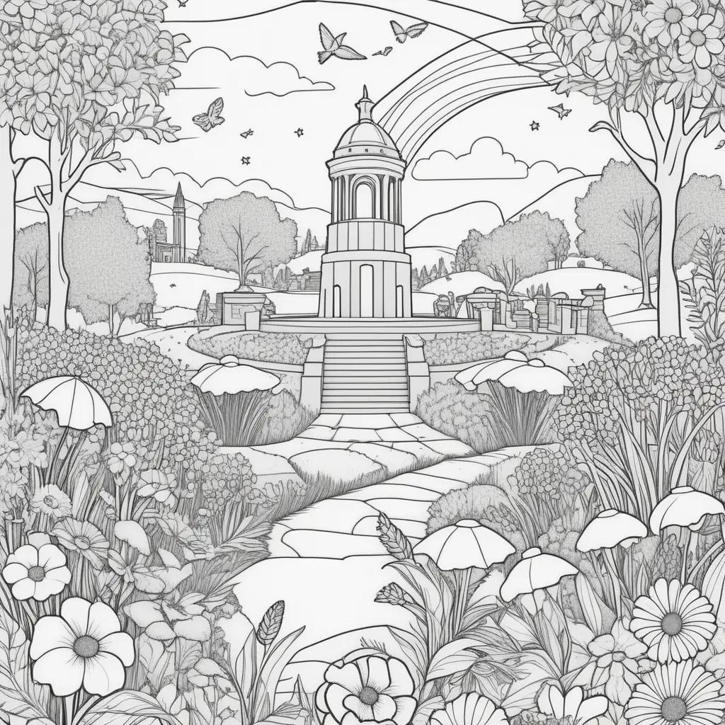 Memorial Day Coloring Pages with Flowers and Butterflies