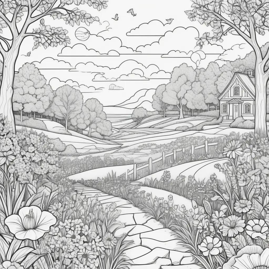 Memorial Day coloring pages of a peaceful garden