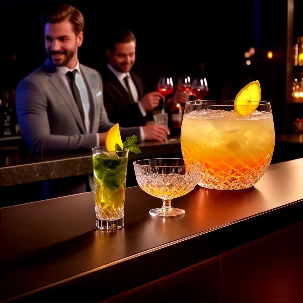 Men are getting ready to enjoy a drink at a bar