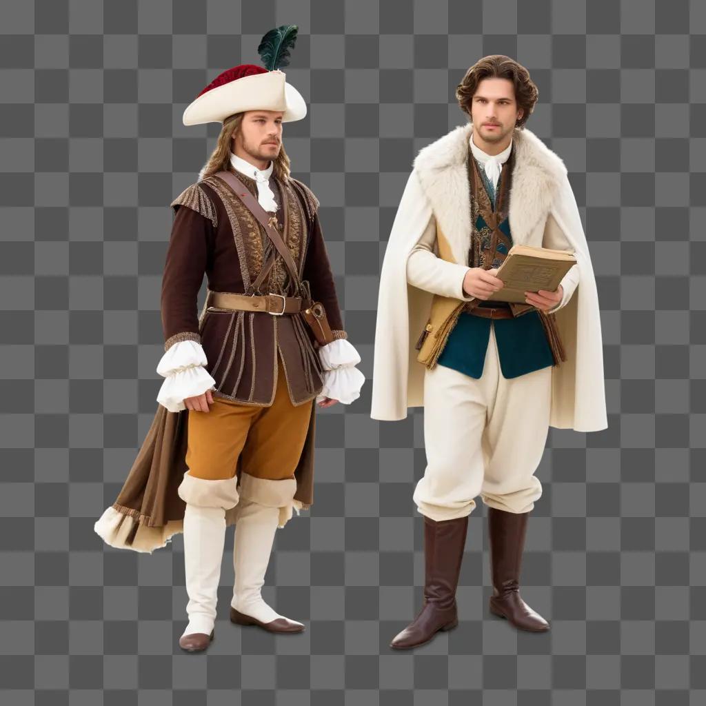 Men dressed in historical outfits posing for a photo