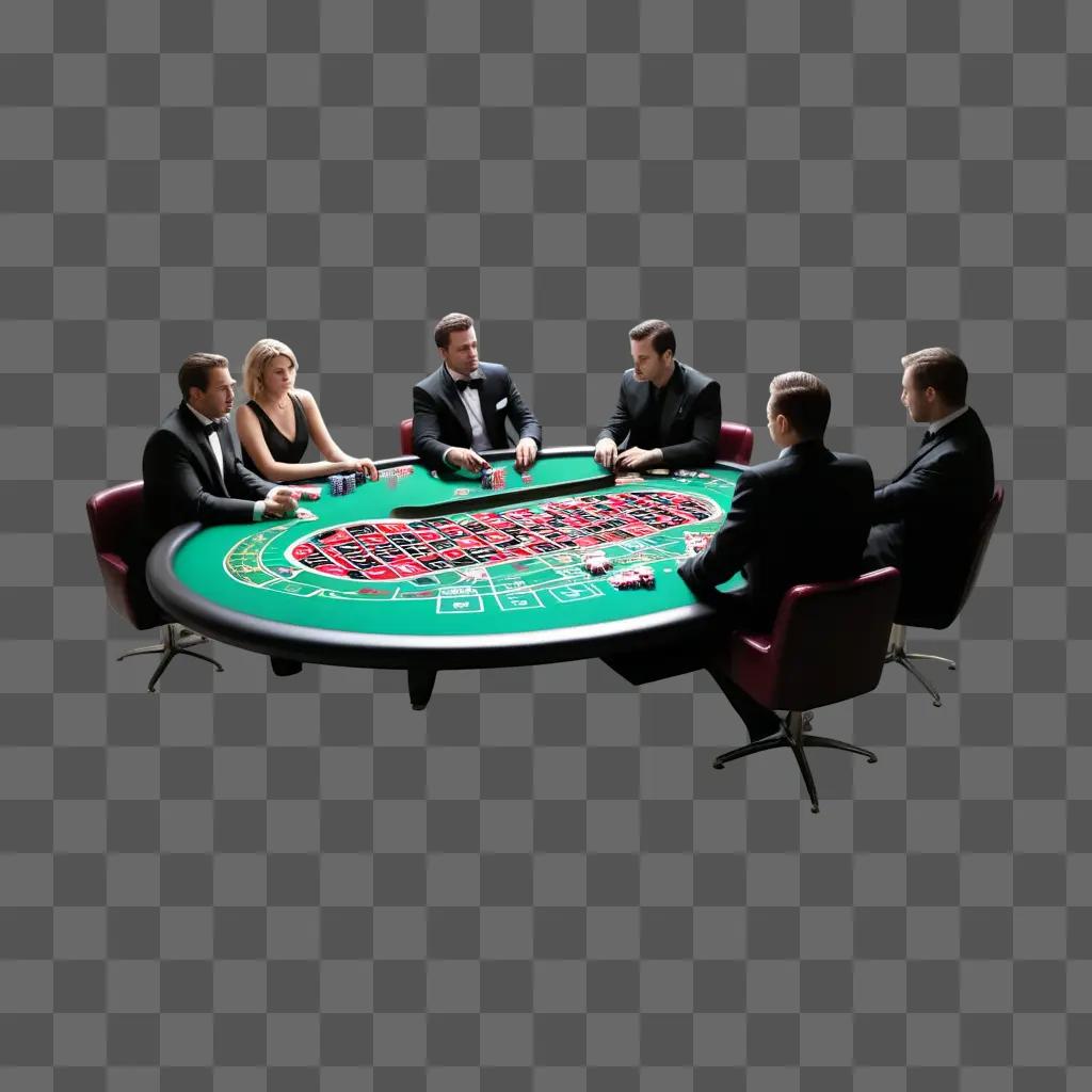 Men in suits play a game of roulette at a casino