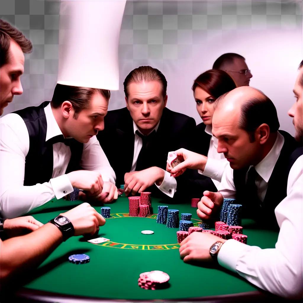 Men playing poker with cards on a table