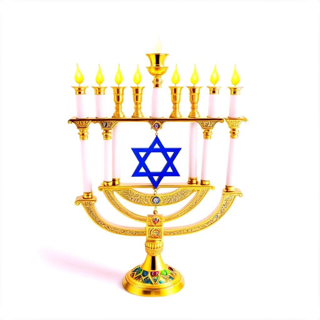 Menorah with blue star and 8 candles