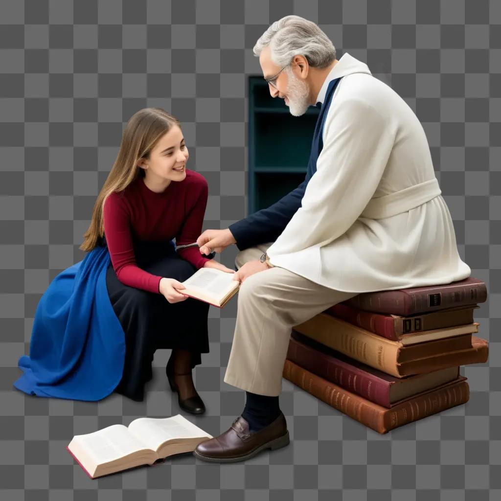 Mentorship: Young girl reads book with an older man