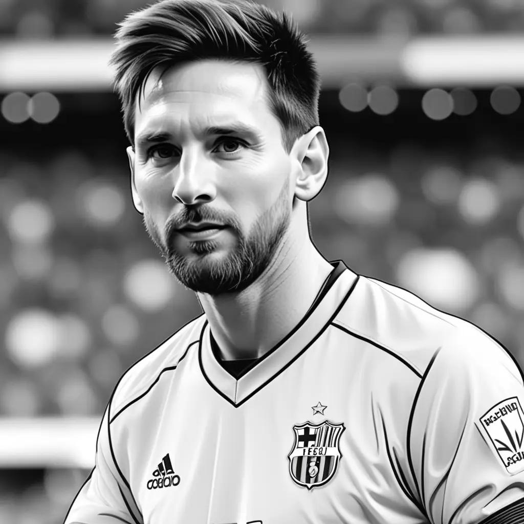 Messi Coloring Page: A Black and White Coloring Book of the Famous Footballer