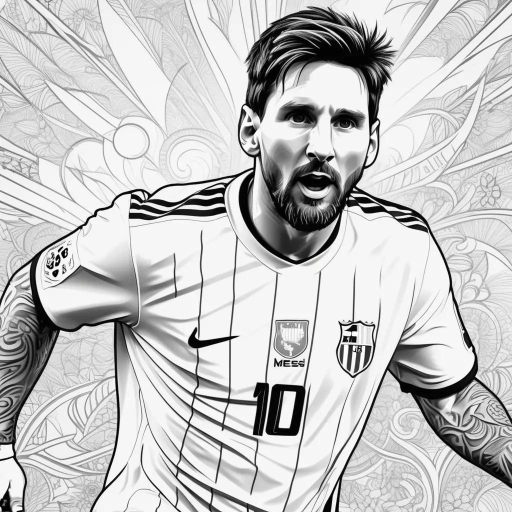 Messi Coloring Pages: A Black and White Drawings of the Famous Football Player