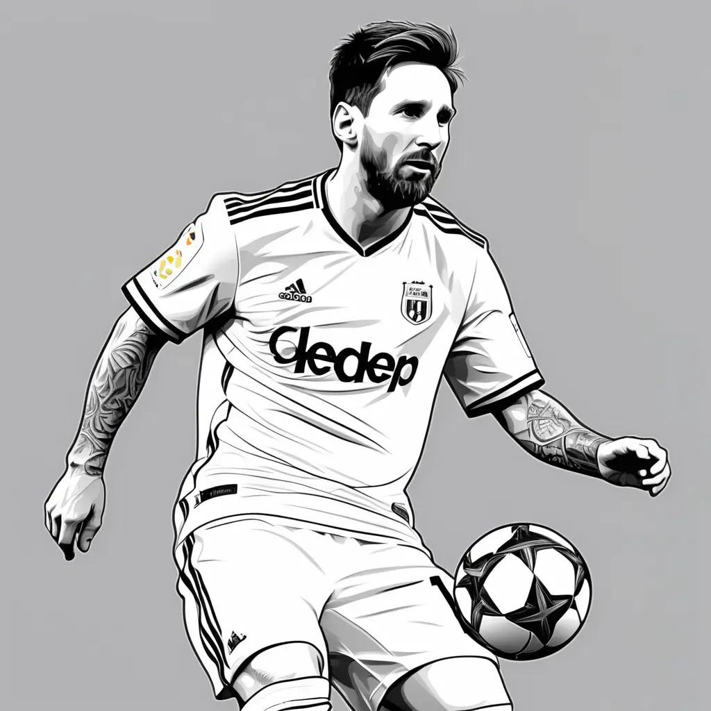 Messi coloring page: soccer player with a ball