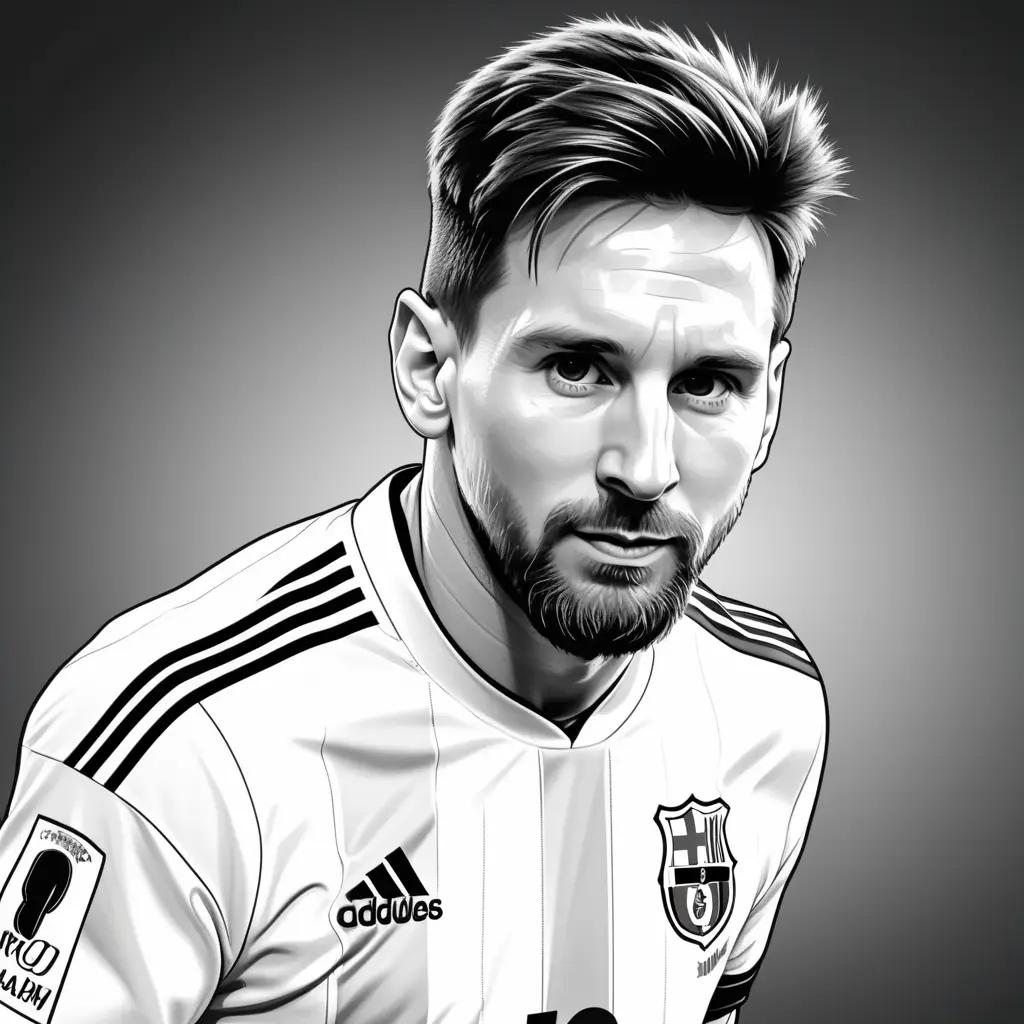 Messi coloring page: soccer player with beard and mustache