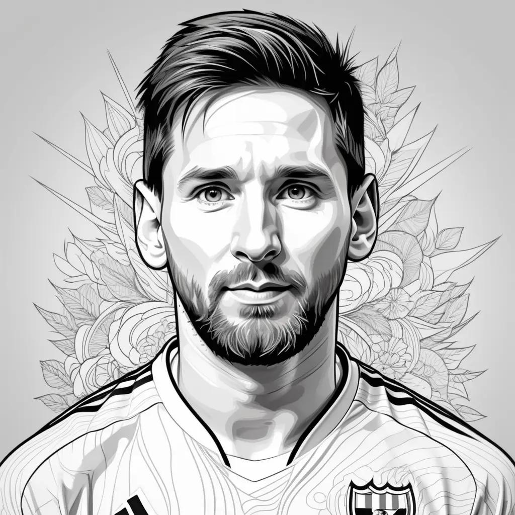 Messi coloring pages: black and white portrait of soccer player