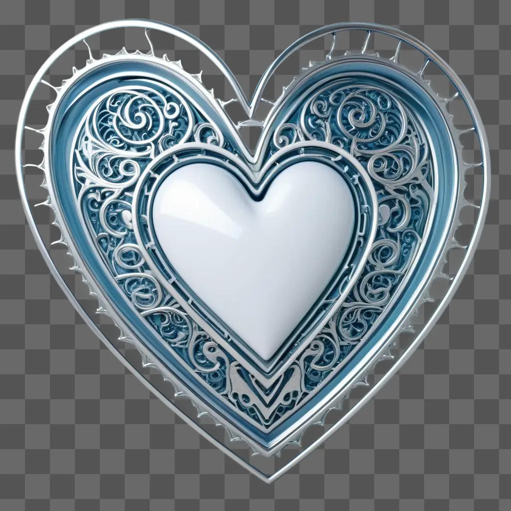 Metal heart with swirls and borders