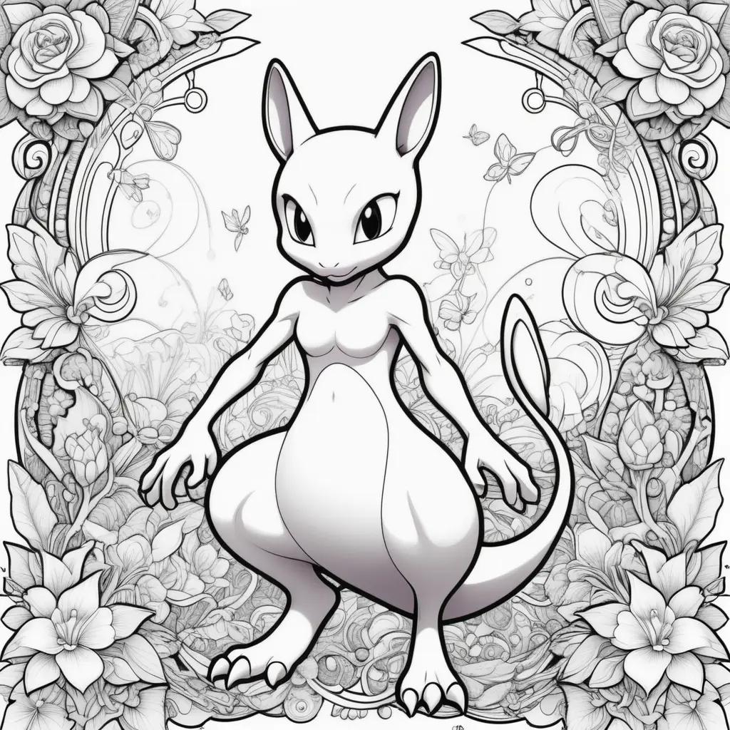 Mewtwo Coloring Pages - A Cute Cartoon Character