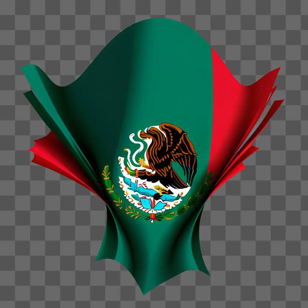 Mexican flag clipart with eagle on red and green background