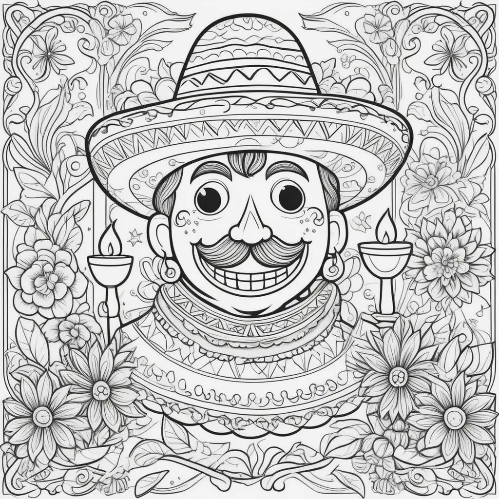 Mexican man with a sombrero and candle holders on his face