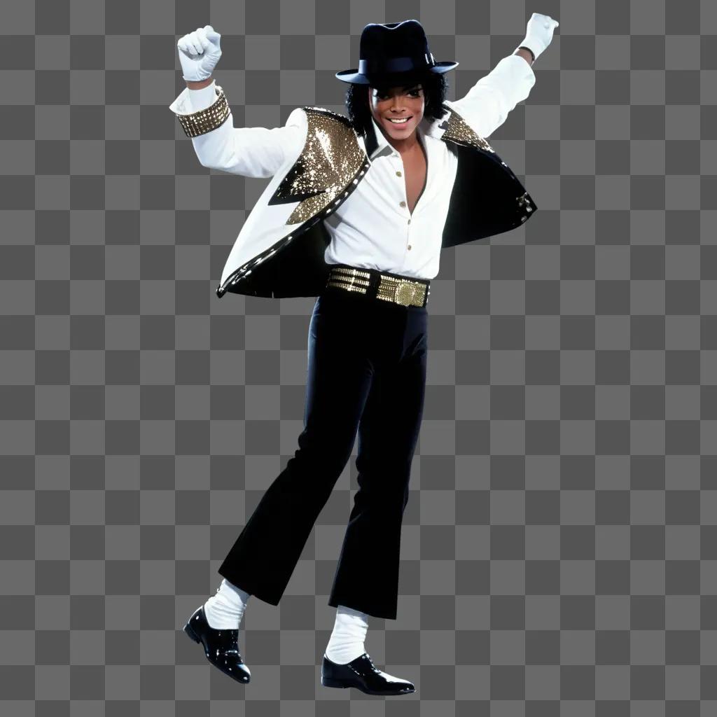 Michael Jackson posing for a photo