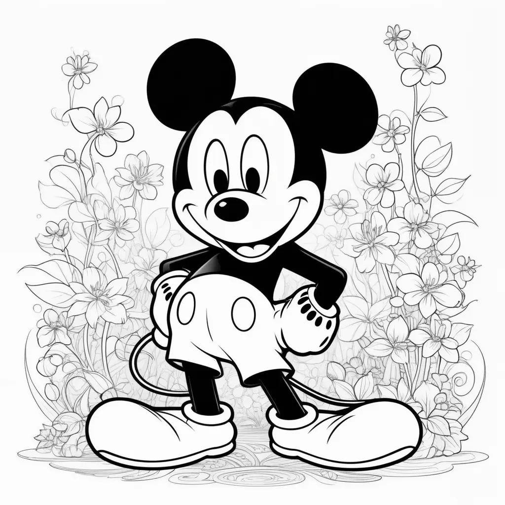 Mickey Mouse Coloring Pages with Black and White Colors