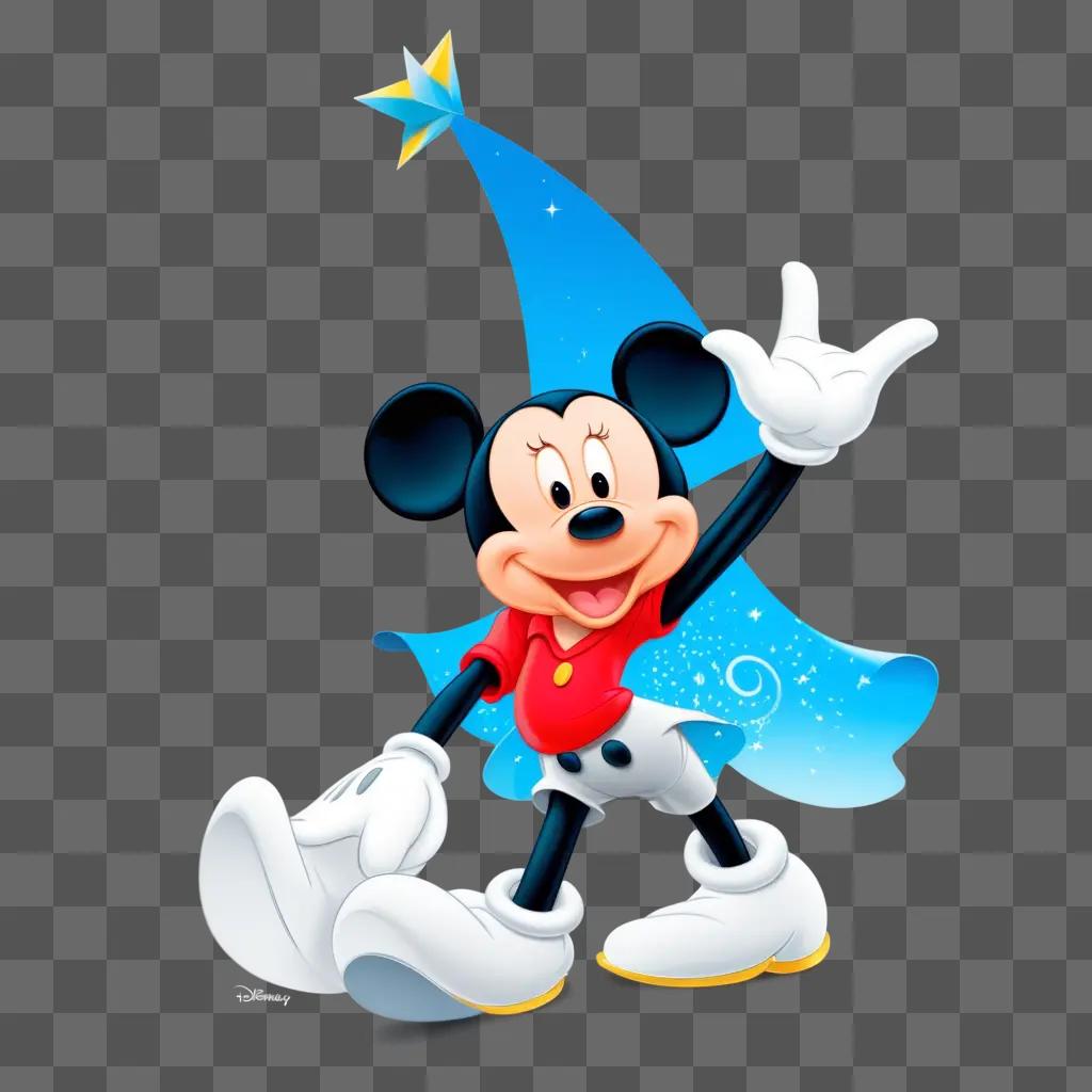 星と青い背景のミッキーマウスの漫画