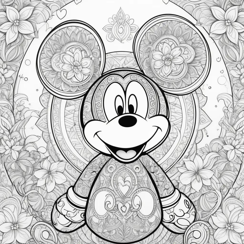 Mickey Mouse coloring page with a smile