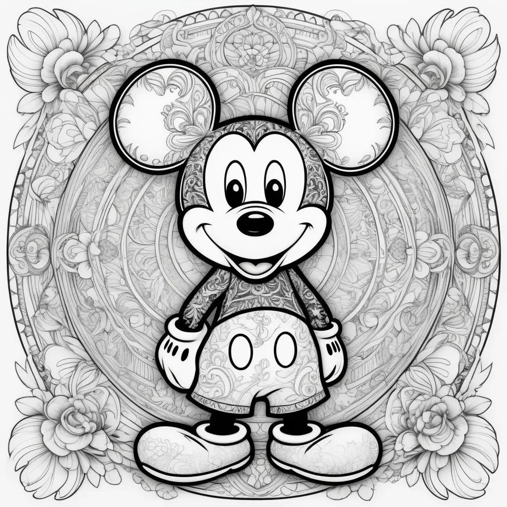 Mickey Mouse coloring page with black and white colors