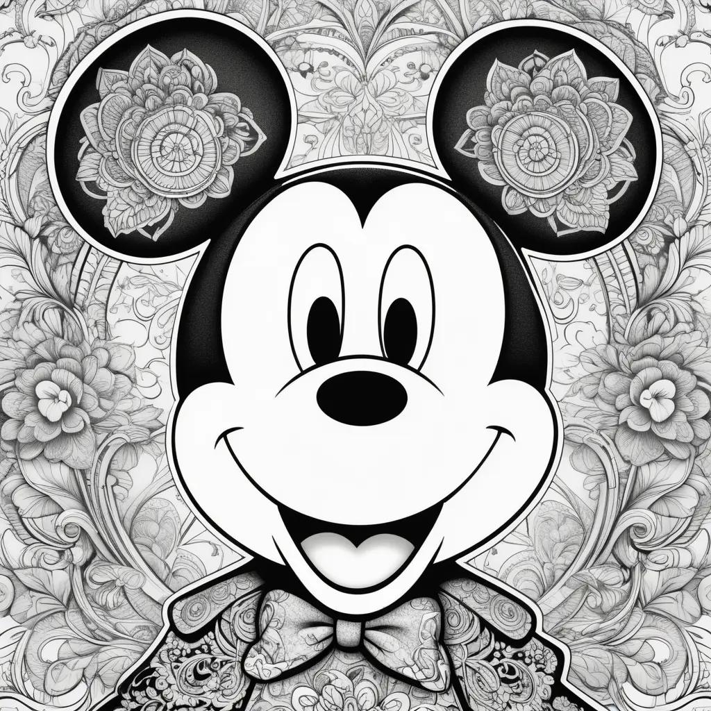 Mickey Mouse coloring pages with black and white