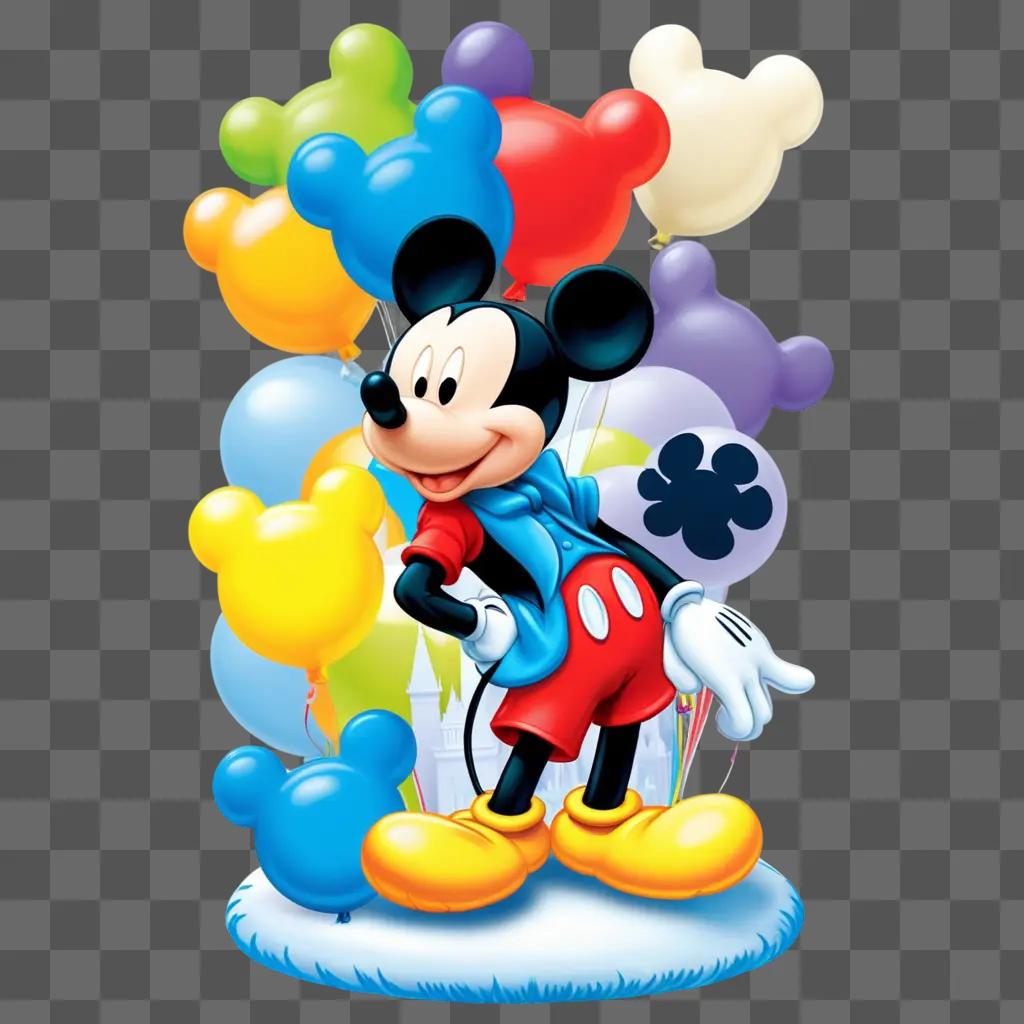 Mickey Mouse drawing with colorful balloons