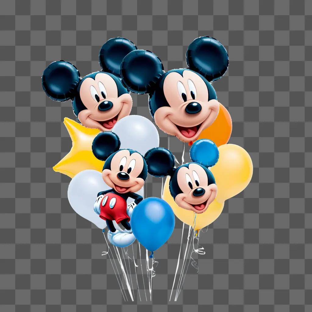 Mickey balloons and stars create a colorful display