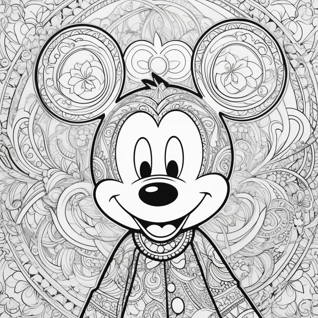 Mickey coloring page with a smiling face