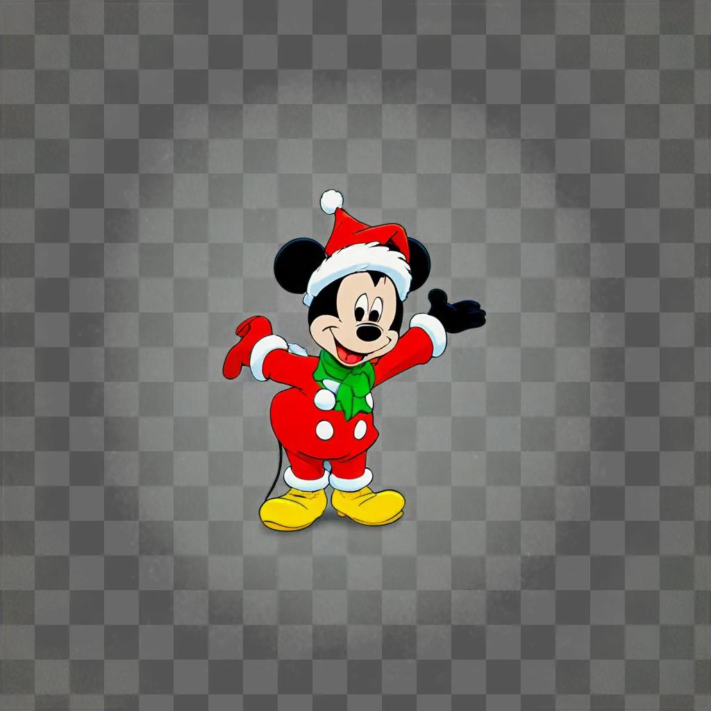 Mickey in a Santa hat with Christmas background