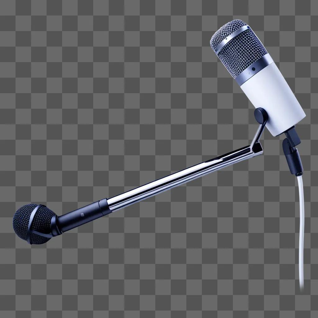 Microphone on gray background with white wires