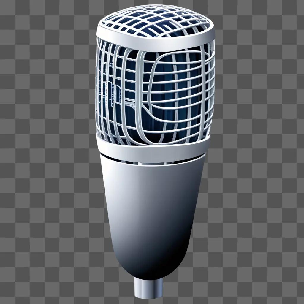 Microphone with black clip on a gray background