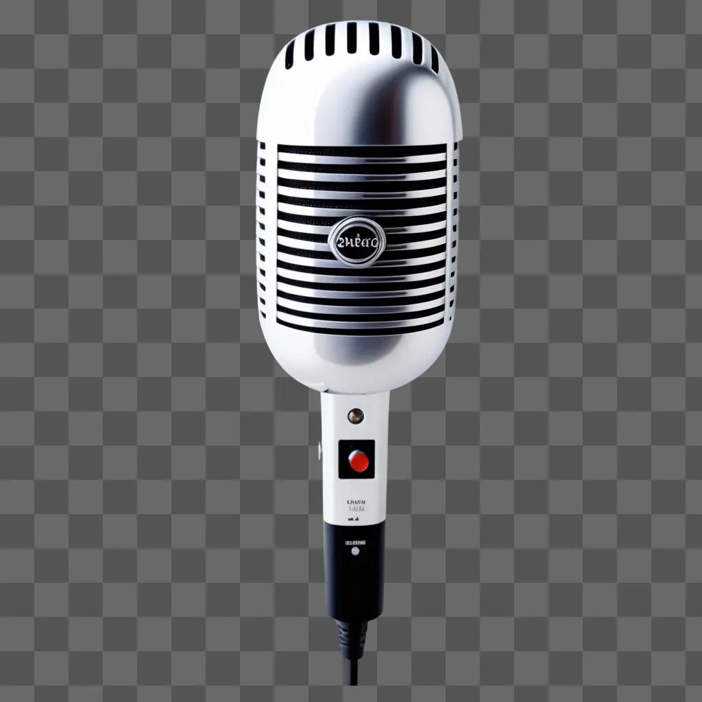 Microphone with clip art and white and black stripes