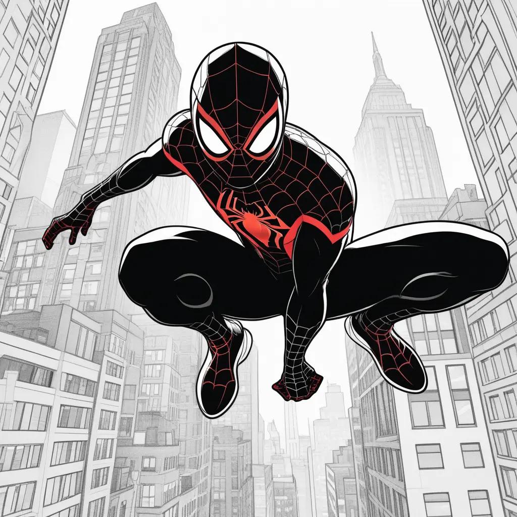 Miles Morales Coloring Page in New York City