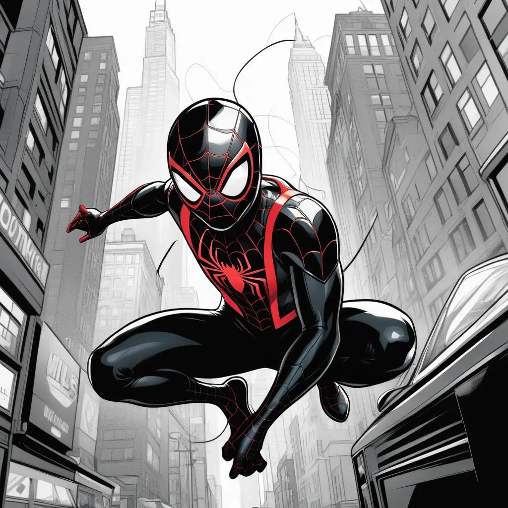 Miles Morales in the city, color pages