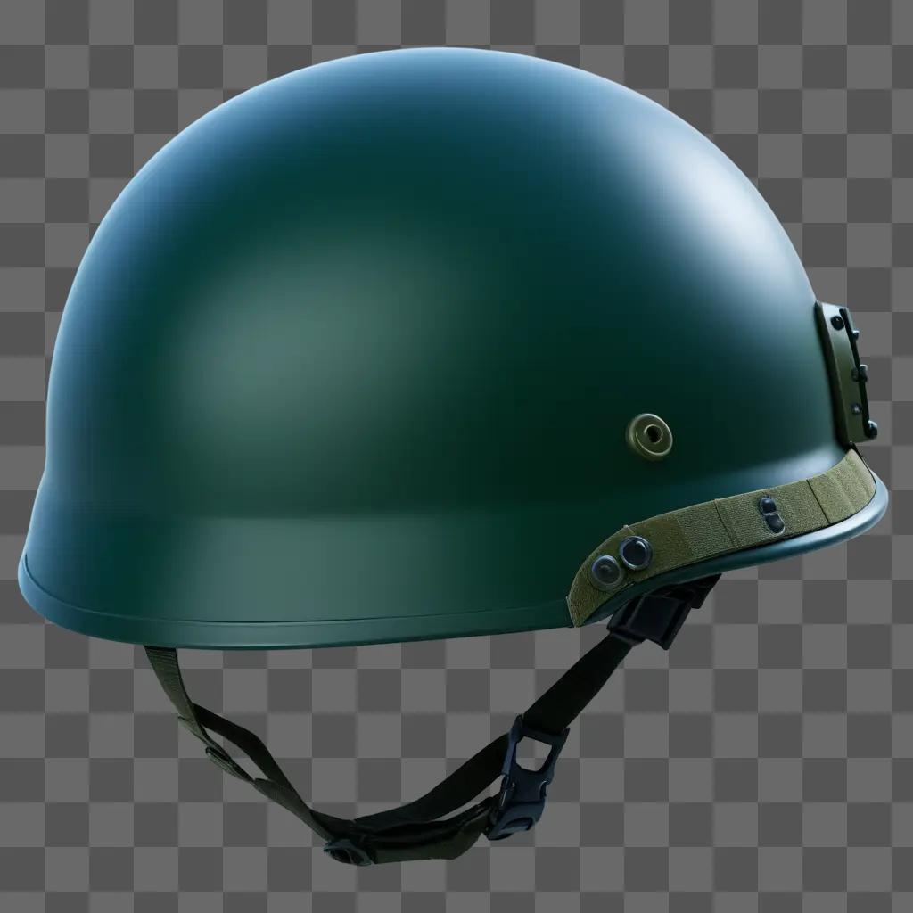 Military helmet with straps and a hole