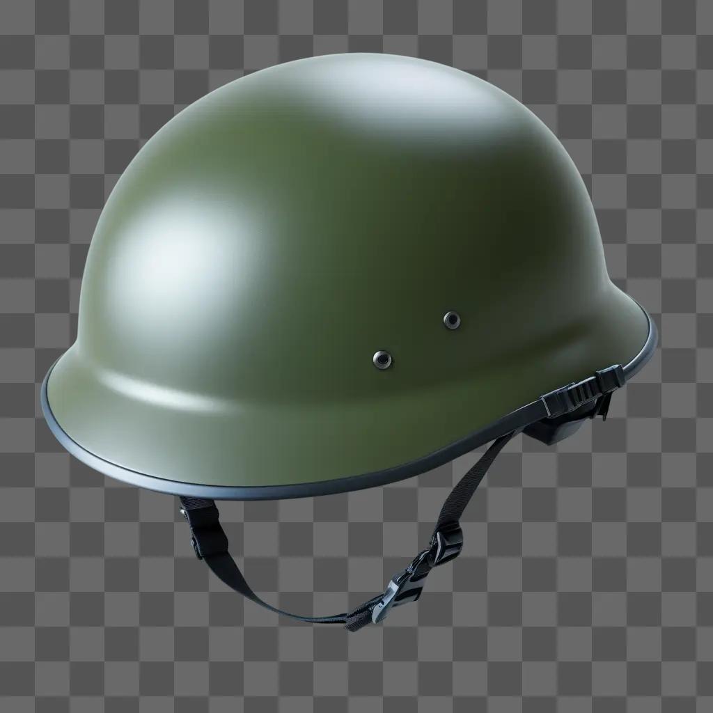 Military helmet with straps on a green background