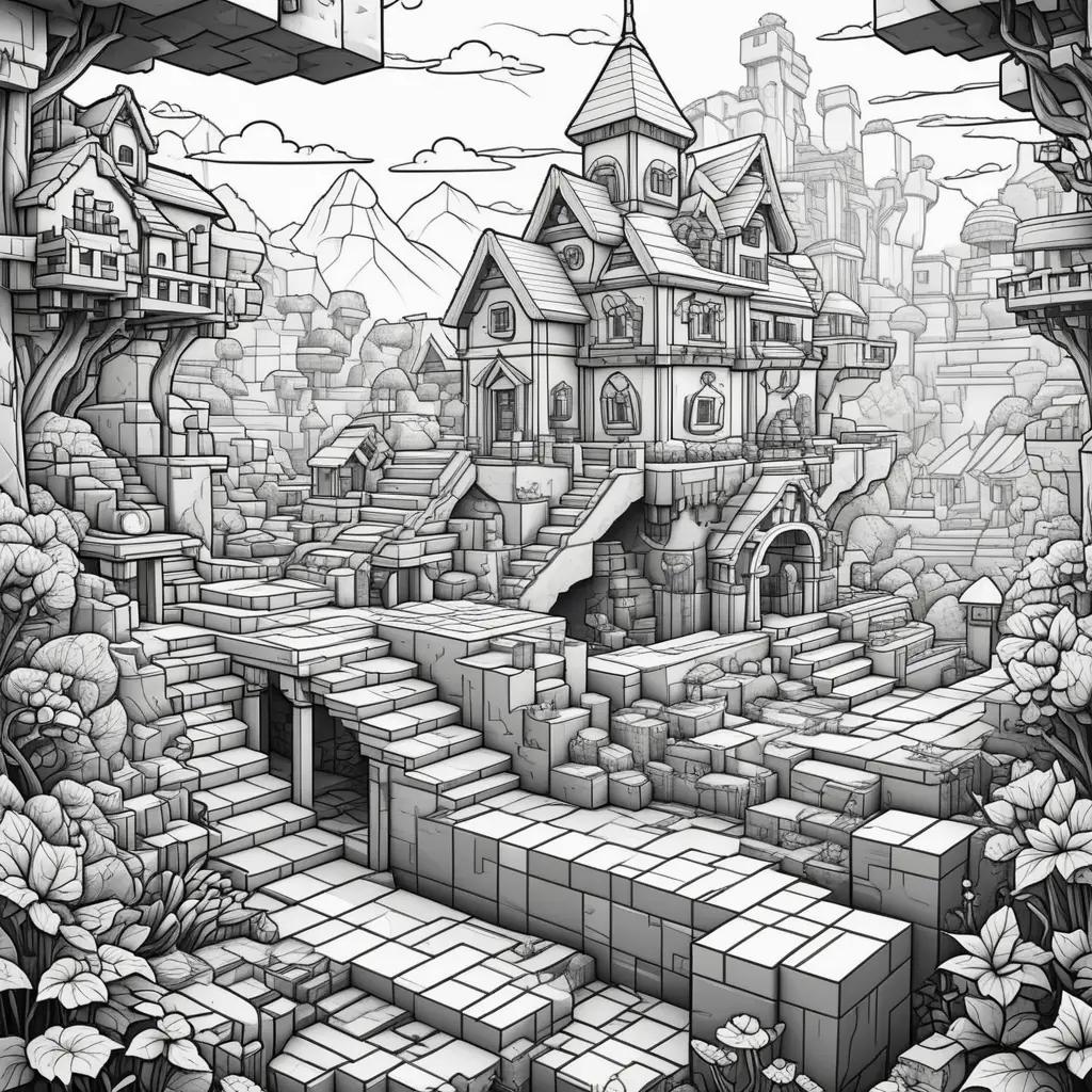 Minecraft Coloring Pages - A Castle Coloring Page