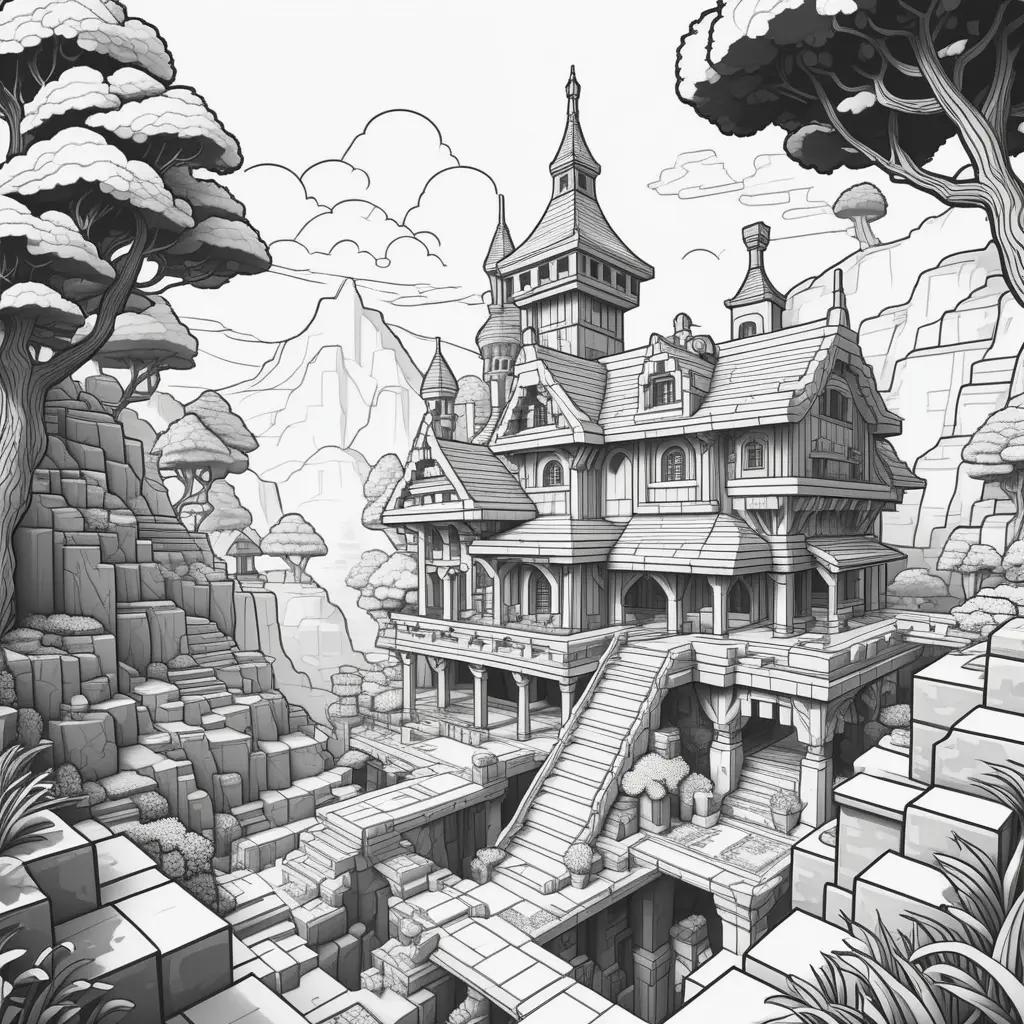 Minecraft Coloring Pages - Cartoon House in the Forest