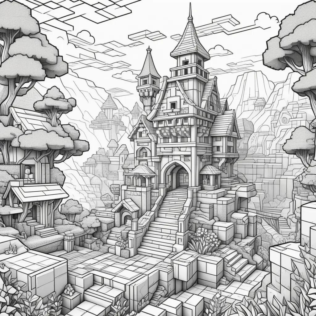 Minecraft Coloring Pages: Castle Coloring Page