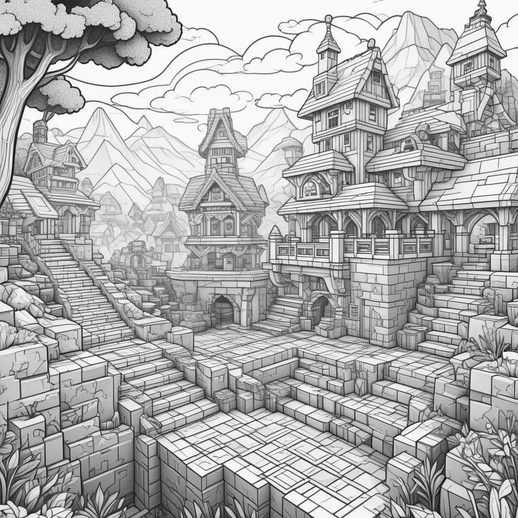 Minecraftのぬりえ:カラフルな漫画の城