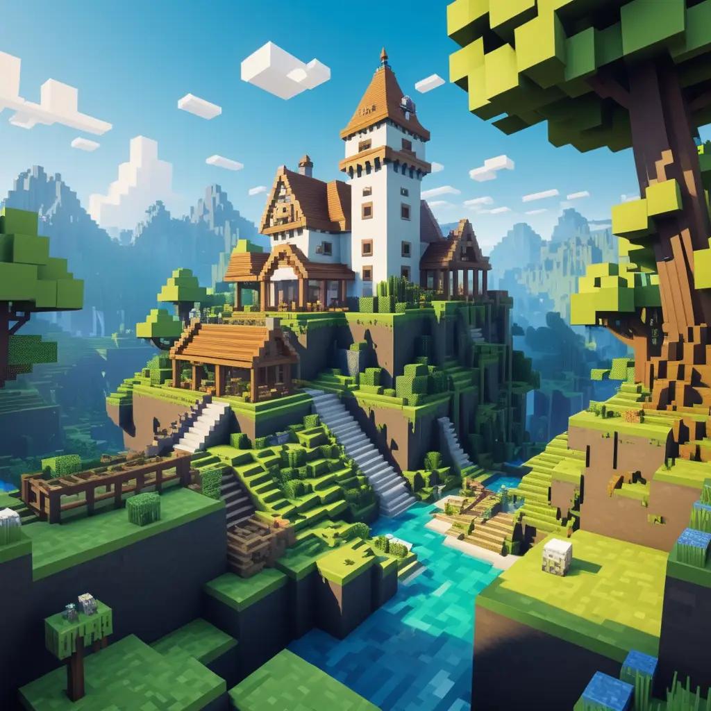 Minecraftの城とその周辺環境