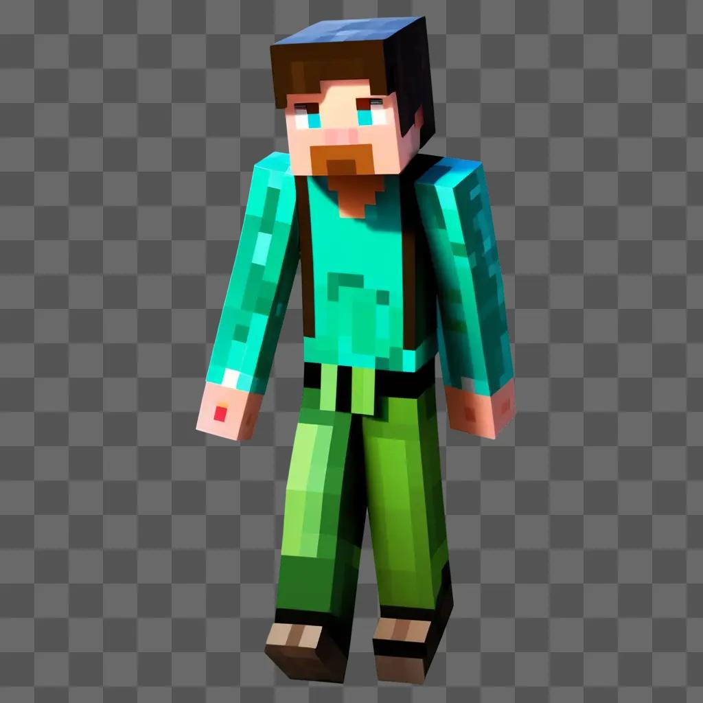 Minecraft character standing on a green background