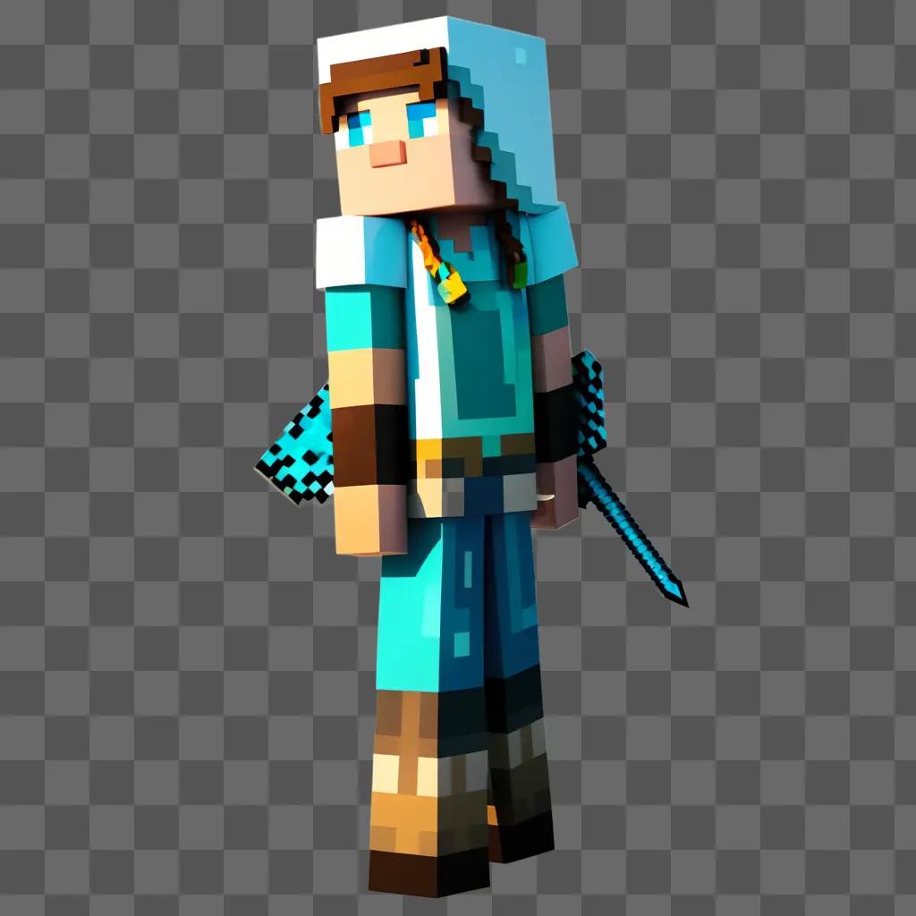 Minecraft character with a sword and a hat