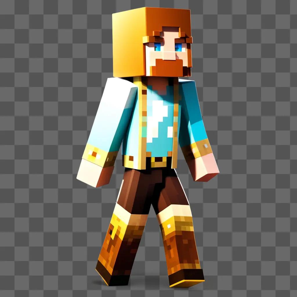 Minecraft character with blue beard and yellow shirt