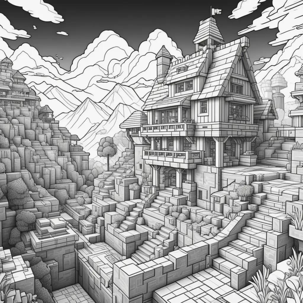 Minecraft coloring pages print a castle